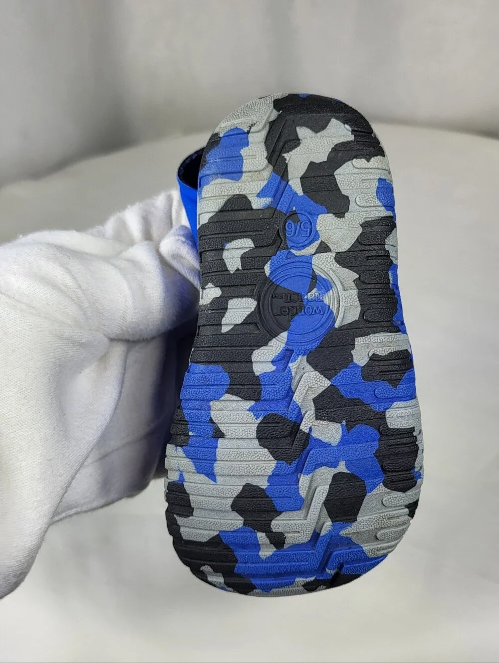 Wonder Nation Blue Camouflage-Trim Toddler Bump Toe Sandals Sz 5/6